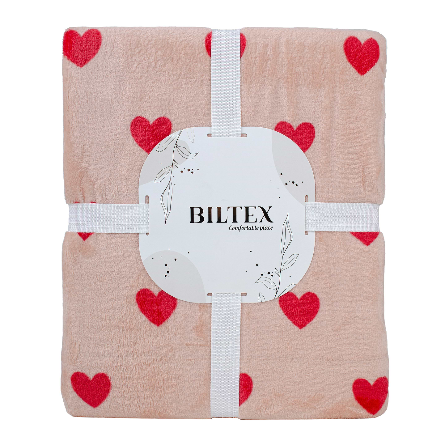 Плед двоспальний Biltex Flannel бежевий Sweet Hearts 180х200 (4820298413995)